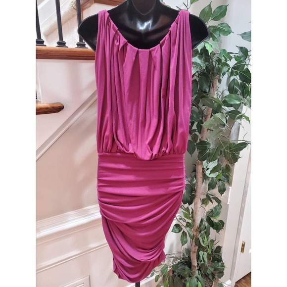 M.S.S.P Women's Purple Viscose Round Neck Sleeveless Knee Length Dress Medium - Picture 5 of 11